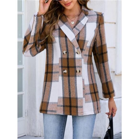 Plaid Double-Breasted Blazer - Picture 4 of 6